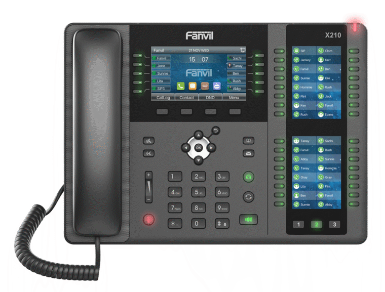 Assistenza Fanvil: telefono IP Fanvil X210 con modulo di espansione tasti BLF configurato su centralino aziendale
